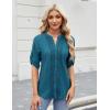 imageBlooming Jelly Womens Button Down Shirts Lace Crochet Dressy Casual Tops 34 Sleeve Work Summer Outfits 2025Blue Green