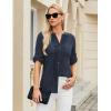 imageBlooming Jelly Womens Button Down Shirts Lace Crochet Dressy Casual Tops 34 Sleeve Work Summer Outfits 2025Dark Blue