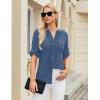imageBlooming Jelly Womens Button Down Shirts Lace Crochet Dressy Casual Tops 34 Sleeve Work Summer Outfits 2025Grey Blue