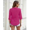 imageBlooming Jelly Womens Button Down Shirts Lace Crochet Dressy Casual Tops 34 Sleeve Work Summer Outfits 2025Hot Pink