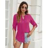 imageBlooming Jelly Womens Button Down Shirts Lace Crochet Dressy Casual Tops 34 Sleeve Work Summer Outfits 2025Hot Pink