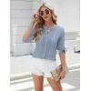 imageBlooming Jelly Womens Button Down Shirts Lace Crochet Dressy Casual Tops 34 Sleeve Work Summer Outfits 2025Light Blue