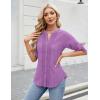 imageBlooming Jelly Womens Button Down Shirts Lace Crochet Dressy Casual Tops 34 Sleeve Work Summer Outfits 2025Purple