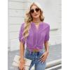 imageBlooming Jelly Womens Button Down Shirts Lace Crochet Dressy Casual Tops 34 Sleeve Work Summer Outfits 2025Purple