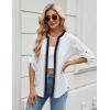 imageBlooming Jelly Womens Button Down Shirts Lace Crochet Dressy Casual Tops 34 Sleeve Work Summer Outfits 2025White and Black
