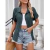 imageBlooming Jelly Womens Button Down Shirts V Neck Collared Casual Tops Textured Work Summer Outfits 2024Army Green