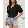 imageBlooming Jelly Womens Button Down Shirts V Neck Collared Casual Tops Textured Work Summer Outfits 2024Black