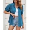 imageBlooming Jelly Womens Button Down Shirts V Neck Collared Casual Tops Textured Work Summer Outfits 2024Blue Green