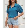 imageBlooming Jelly Womens Button Down Shirts V Neck Collared Casual Tops Textured Work Summer Outfits 2024Blue Green