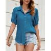 imageBlooming Jelly Womens Button Down Shirts V Neck Collared Casual Tops Textured Work Summer Outfits 2024Blue Green