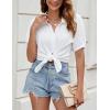 imageBlooming Jelly Womens Button Down Shirts V Neck Collared Casual Tops Textured Work Summer Outfits 2024White