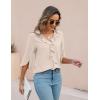 imageBlooming Jelly Womens Dressy Casual Blouses 34 Sleeve V Neck Ruffle Tops Business Ladies Summer 2025 Trendy Work ShirtApricot