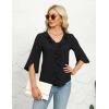imageBlooming Jelly Womens Dressy Casual Blouses 34 Sleeve V Neck Ruffle Tops Business Ladies Summer 2025 Trendy Work ShirtBlack