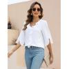 imageBlooming Jelly Womens Dressy Casual Blouses 34 Sleeve V Neck Ruffle Tops Business Ladies Summer 2025 Trendy Work ShirtIvory White