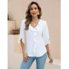 imageBlooming Jelly Womens Dressy Casual Blouses 34 Sleeve V Neck Ruffle Tops Business Ladies Summer 2025 Trendy Work ShirtIvory White