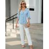 imageBlooming Jelly Womens Dressy Casual Blouses 34 Sleeve V Neck Ruffle Tops Business Ladies Summer 2025 Trendy Work ShirtLight Blue