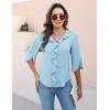 imageBlooming Jelly Womens Dressy Casual Blouses 34 Sleeve V Neck Ruffle Tops Business Ladies Summer 2025 Trendy Work ShirtLight Blue