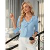 imageBlooming Jelly Womens Dressy Casual Blouses 34 Sleeve V Neck Ruffle Tops Business Ladies Summer 2025 Trendy Work ShirtLight Blue