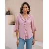 imageBlooming Jelly Womens Dressy Casual Blouses 34 Sleeve V Neck Ruffle Tops Business Ladies Summer 2025 Trendy Work ShirtPink