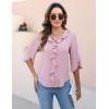 imageBlooming Jelly Womens Dressy Casual Blouses 34 Sleeve V Neck Ruffle Tops Business Ladies Summer 2025 Trendy Work ShirtPink