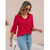 imageBlooming Jelly Womens Dressy Casual Blouses 34 Sleeve V Neck Ruffle Tops Business Ladies Summer 2025 Trendy Work ShirtRed