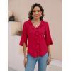 imageBlooming Jelly Womens Dressy Casual Blouses 34 Sleeve V Neck Ruffle Tops Business Ladies Summer 2025 Trendy Work ShirtRed