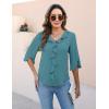 imageBlooming Jelly Womens Dressy Casual Blouses 34 Sleeve V Neck Ruffle Tops Business Ladies Summer 2025 Trendy Work ShirtTeal