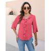 imageBlooming Jelly Womens Dressy Casual Blouses 34 Sleeve V Neck Ruffle Tops Business Ladies Summer 2025 Trendy Work ShirtWatermelon