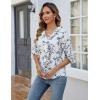 imageBlooming Jelly Womens Dressy Casual Blouses 34 Sleeve V Neck Ruffle Tops Business Ladies Summer 2025 Trendy Work ShirtWhite Floral