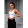 imageBlooming Jelly Womens Longline Sports Bra Crop Tank Medium Support Workout Tops Yoga Padded Running CamisoleWhite