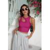 imageBlooming Jelly Womens Ribbed Cropped Tank Tops Sexy Casual High Neck Cut Out Y2k Sleeveless Tops Summer ClothesRose Red