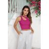 imageBlooming Jelly Womens Ribbed Cropped Tank Tops Sexy Casual High Neck Cut Out Y2k Sleeveless Tops Summer ClothesRose Red