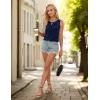 imageBlooming Jelly Womens Tank Tops Dressy Casual Blouse Sleeveless Crewneck Pleated Work Shirt Loose Summer Outfits 2024Blue