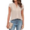 imageBlooming Jelly Womens Blouses Dressy Causal V Neck Pintuck Short Petal Sleeve Business Tops Ladies Summer Trendy Work ShirtApricot