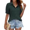 imageBlooming Jelly Womens Button Down Shirts V Neck Collared Casual Tops Textured Work Summer Outfits 2024Army Green