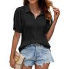 imageBlooming Jelly Womens Button Down Shirts V Neck Collared Casual Tops Textured Work Summer Outfits 2024Black