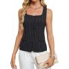 imageBlooming Jelly Womens Button Down Tank Tops Sleeveless Dressy Vest Business Casual Striped Outfits Summer Trendy 2025Black