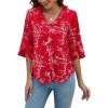 imageBlooming Jelly Womens Dressy Casual Blouses 34 Sleeve V Neck Ruffle Tops Business Ladies Summer 2025 Trendy Work ShirtRed Floral
