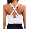 imageBlooming Jelly Womens Longline Sports Bra Crop Tank Medium Support Workout Tops Yoga Padded Running CamisoleWhite
