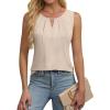 imageBlooming Jelly Womens Tank Tops Dressy Casual Blouse Sleeveless Crewneck Pleated Work Shirt Loose Summer Outfits 2024Beige