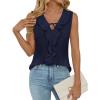 imageBlooming Jelly Womens Tank Tops Dressy Summer Work Blouses Ruffle V Neck Sleeveless Shirts Business Casual OutfitsNavy Blue