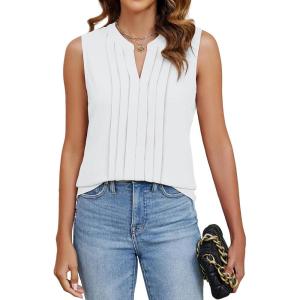 imageBlooming Jelly Womens Tank Tops Dressy Sleeveless Blouses Business Casual Tank Shirts V Neck Cami Summer Basic CamisoleWhite