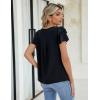 imageBlooming Jelly Women Dressy Casual Tops Business Work Blouses Summer Shirts Short Sleeve Crew Neck Outfits 2025Black