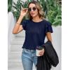 imageBlooming Jelly Women Dressy Casual Tops Business Work Blouses Summer Shirts Short Sleeve Crew Neck Outfits 2025Deep Blue