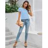 imageBlooming Jelly Women Dressy Casual Tops Business Work Blouses Summer Shirts Short Sleeve Crew Neck Outfits 2025Sky Blue