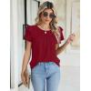 imageBlooming Jelly Women Dressy Casual Tops Business Work Blouses Summer Shirts Short Sleeve Crew Neck Outfits 2025Wine Red