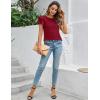 imageBlooming Jelly Women Dressy Casual Tops Business Work Blouses Summer Shirts Short Sleeve Crew Neck Outfits 2025Wine Red