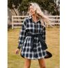 imageBlooming Jelly Womens Button Down Flannel Shirts Plaid Shacket Long Sleeve Collared Long Jacket CoatsBlack Plaid