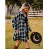imageBlooming Jelly Womens Button Down Flannel Shirts Plaid Shacket Long Sleeve Collared Long Jacket CoatsBlack Plaid