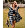 imageBlooming Jelly Womens Button Down Flannel Shirts Plaid Shacket Long Sleeve Collared Long Jacket CoatsBlack Plaid